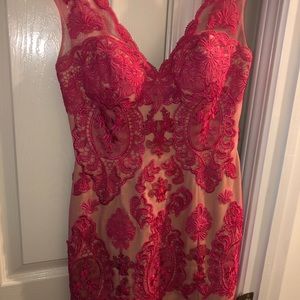 Hot pink Jovani short dress.